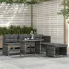 Image de vidaXL Ensemble à manger de jardin 4pcs coussins Gris Résine tressée