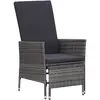 Image de vidaXL Chaise inclinable de jardin avec coussins Résine tressée Gris