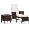 Image de vidaXL Salon de jardin 2 pcs avec coussins Résine tressée Marron