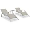 Image de vidaXL Chaises longues lot de 2 avec table Aluminium Crème