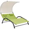 Image de vidaXL Chaise longue double avec auvent textilène vert