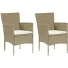 Image de vidaXL Chaises manger de jardin lot de 2 Résine tressée Beige