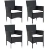 Image de vidaXL Chaises à manger de jardin lot de 4 Résine tressée Noir