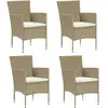 Image de vidaXL Chaises à manger de jardin lot de 4 Résine tressée Beige