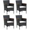 Image de vidaXL Chaises à manger de jardin lot de 4 Résine tressée Noir