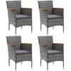 Image de vidaXL Chaises à manger de jardin lot de 4 Résine tressée Gris