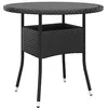 Image de Table de jardin Ø80x75 cm Verre trempé résine tressée Noir