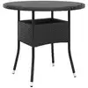 Image de vidaXL Table de jardin Ø80x75 cm Verre trempé/résine tressée Noir