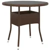 Image de Table de jardin Ø80x75 cm Verre trempé résine tressée Marron