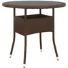 Image de vidaXL Table de jardin Ø80x75 cm Verre trempé/résine tressée Marron