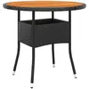 Image de vidaXL Table de jardin Ø80x75 cm Résine tressée et bois d'acacia Noir