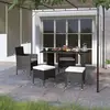 Image de vidaXL Jeu de chaise et tabouret de jardin 4 pcs Résine tressée Noir