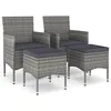 Image de vidaXL Jeu de Chaise et Tabouret de Jardin 4 pcs Résine tressée Gris