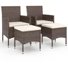 Image de vidaXL Jeu de Chaise et Tabouret de Jardin 4 pcs Résine tressée Marron