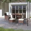 Image de vidaXL Jeu de chaise et tabouret de jardin 4 pcs Résine tressée Marron