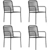 Image de vidaXL Chaises de jardin lot de 4 Corde en coton et acier Noir
