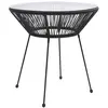 Image de vidaXL Table à manger de jardin Noir Ø70x74 cm Rotin et verre
