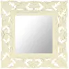Image de vidaXL Miroir sculpté à la main Blanc 50x50 cm Bois de manguier massif