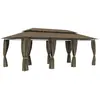 Image de vidaXL Belvédère avec rideaux 600x298x270 cm Taupe 180 g/m²