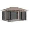 Image de vidaXL Belvédère avec moustiquaire 4x3x2,73 m Taupe 180 g/m²