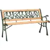 Image de vidaXL Banc de jardin 122 cm fonte et bois de sapin massif