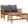 Image de vidaXL Salon de jardin 2 pcs avec coussins bois d'acacia solide