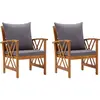 Image de vidaXL Chaises de jardin avec coussins lot de 2 Bois d'acacia massif