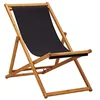 Image de Chaise Pliable de Plage Bois d'eucalyptus et Tissu Noir