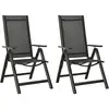 Image de vidaXL Chaises pliables de jardin lot de 2 Textilène et aluminium Noir