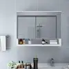 Image de vidaXL Armoire à miroir de salle de bain LED Blanc 80x15x60 cm MDF