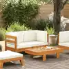 Image de vidaXL Salon de jardin 2 pcs avec coussins blanc crème Bois d'acacia