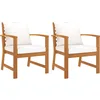 Image de Chaises de jardin lot de 2 et coussin crème Bois acacia massif
