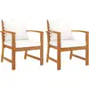 Image de vidaXL Chaises de jardin lot de 2 et coussin crème Bois acacia massif