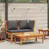 Image de vidaXL Salon de jardin 3pcs et coussin gris foncé Bois d'acacia solide