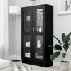 Image de vidaXL Armoire à vitrine Noir 82,5x30,5x150 cm Bois d'ingénierie