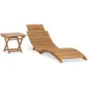 Image de vidaXL Chaise longue pliable avec table Bois de teck solide