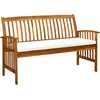 Image de vidaXL Banc de jardin avec coussin 147 cm Bois d'acacia massif