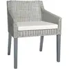 Image de vidaXL Chaise à manger avec coussin Gris Rotin naturel