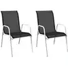 Image de vidaXL Chaises empilables de jardin lot de 2 Acier et textilène Noir