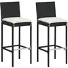 Image de vidaXL Tabourets de bar de jardin et coussins lot de 2 résine tressée