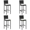 Image de vidaXL Tabourets de bar de jardin et coussins lot de 4 résine tressée