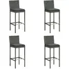 Image de vidaXL Tabourets de bar de jardin et coussins lot de 4 résine tressée