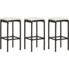 Image de vidaXL Tabourets de bar avec coussins lot de 3 marron résine tressée