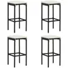 Image de vidaXL Tabourets de bar avec coussins lot de 4 noir résine tressée