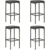 Image de vidaXL Tabourets de bar avec coussins lot de 4 gris résine tressée