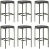 Image de vidaXL Tabourets de bar avec coussins lot de 6 gris résine tressée