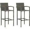 Image de vidaXL Tabourets de bar lot de 2 gris résine tressée