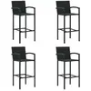 Image de vidaXL Tabourets de bar lot de 4 noir résine tressée