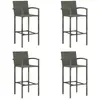 Image de vidaXL Tabourets de bar lot de 4 gris résine tressée