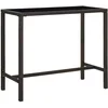 Image de vidaXL Table de Bar de Jardin Table de Pub de Patio Table de Comptoir de Terrasse Meuble d'Extérieur Marron 130x60x110 cm Résine Tressée et Verre